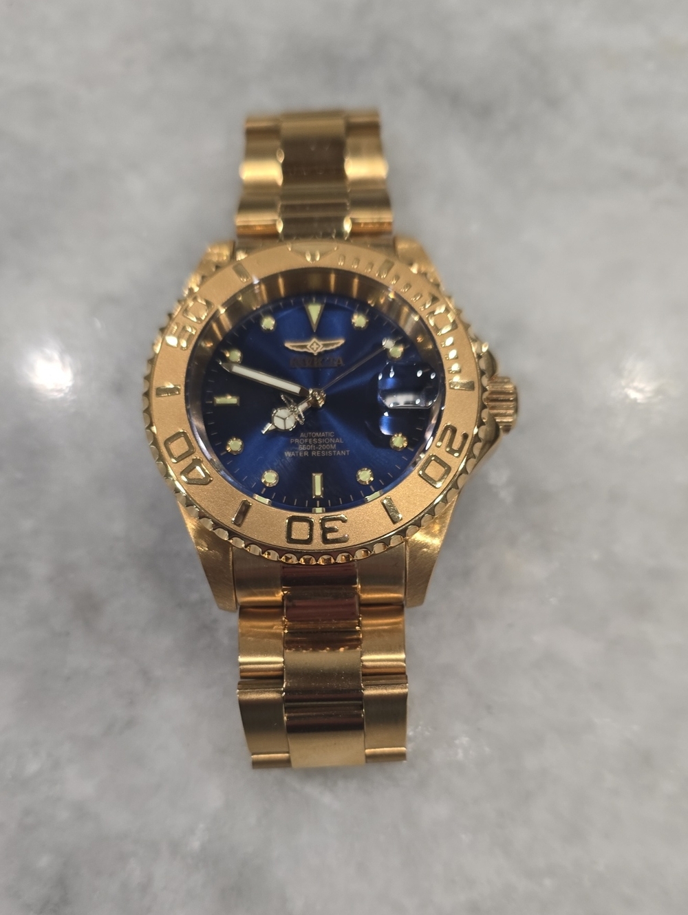 Invicta Gold and Blue Men's Diver Style Watch